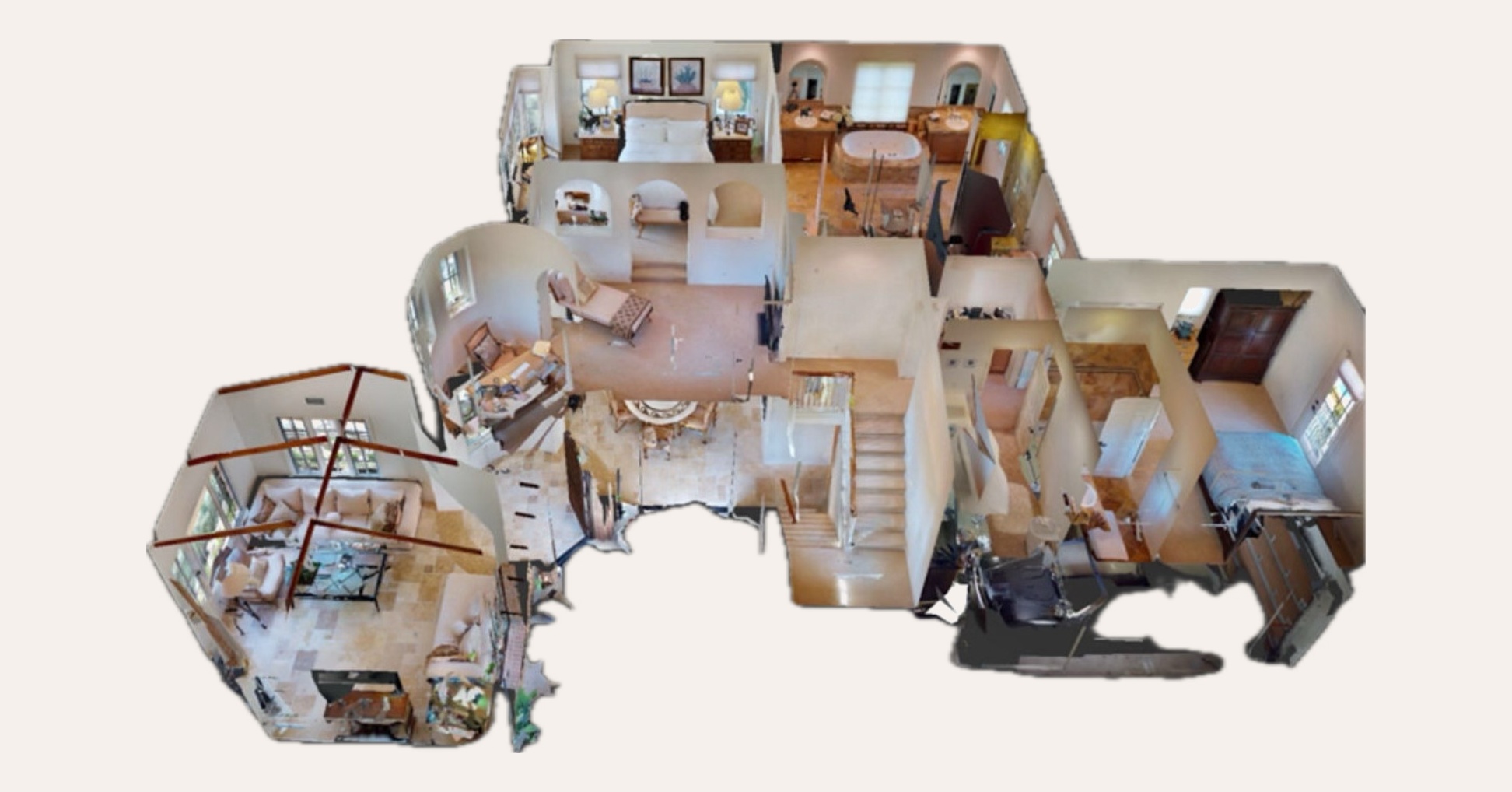 3D dollhouse view of 6 Gentle Breeze showing all rooms from above