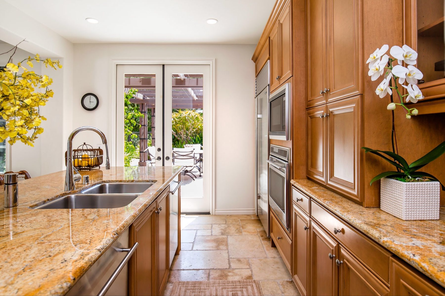 Kitchen galley run and courtyard doors